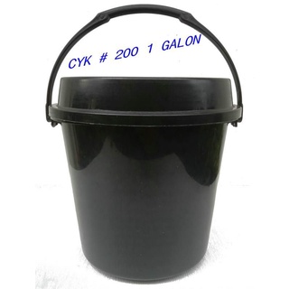 timba plastic pail w/cover, blk 1 galon pail