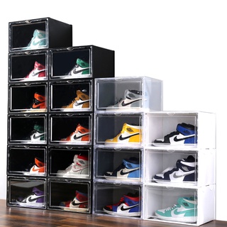 4-12 Clear Magnetic Drop Side Shoe Box Stackable Shelf Sneaker Collection display Rack Closet Organi