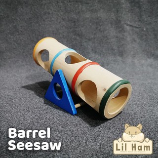 Carno Wooden Barrel Round Seesaw for Dwarf Hamsters