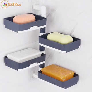 1x Multi-layer Rotatable Soap Box Draining Bathroom Kitchen Multifunctional Soap Holder Useful