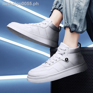 Hot sale₪❂2021 autumn new men s shoes trend wild gradient high-top shoes waterproof white shoes increased leisure sports shoes
