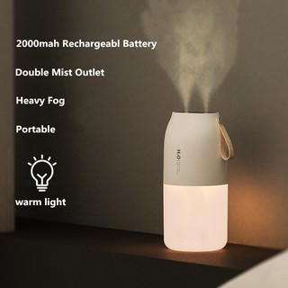 2021NEW 2 Nozzles Wireless 300ml Air Humidifier Portbale Aroma Diffuser Rechargeable Essential Oil Humidificador