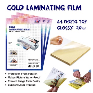 QUAFF/ K&E BRAND Photo Top / Cold Laminating Film A4 Size 80micron (20sheets/pack)