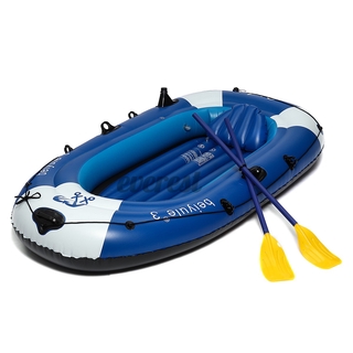 Excursion Inflatable Rafting Fishing 3 Person Boat Set w/ Oars and Pump Blue (7)