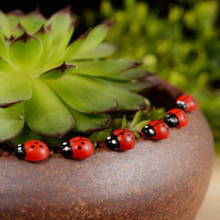 50Pcs Wooden Miniature Beetle Ladybug Fairy Figurine Garden Plant Pot Decor