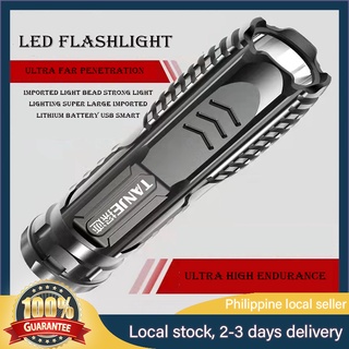 【local stock】Flashlight USB Rechargeable Torch Zoomable Flashlight Powerful Waterproof Torch LED Fla