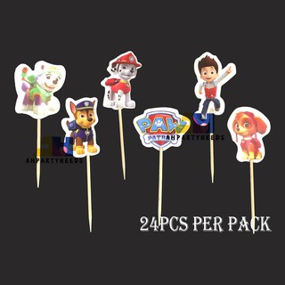 paw patrol toothpick cupcake topper 24pcs/pack made in paper decoration cupcake alehuangpartyneeds