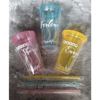 Personalized Customized Clear Acrylic Tumbler with straw and box