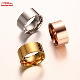 HW 10mm Titanium steel Ring Women Men's Engagement Wedding Ring