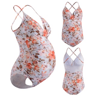 Women Maternity Printed Swimwear Pregnant Slim Banda Swimsuit One-piece Bikinis Swimsuit Beachwear