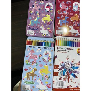 New products❁Unicorn Color Pencil 12pcs Tube Tin Can Case