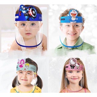 Kids Full Face Shield Round Glasses Portable Anti-fog Waterproof Protective CartoonChildTransparent