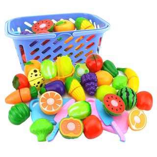 Kids Pretend Play Kitchen Fruit Vegetable Toy Cutting Set (1)