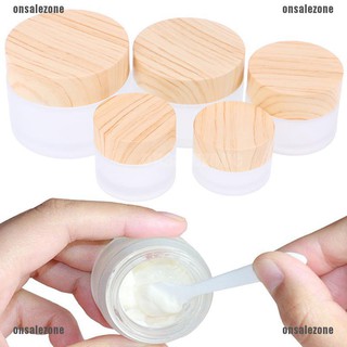 ONPH 5g 10g 15g 30g 50g Frosted Glass Cream Jar Wooden Make-Up Skin Care Container WHOLESALE (1)