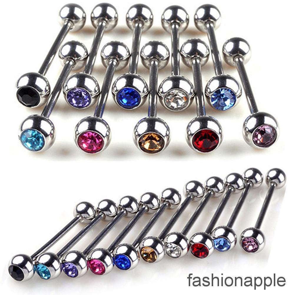 5pcs Lots Mixed Logo Ball Tongue Bars Rings Barbell Piercing Stainless Steel Fashionapple