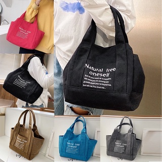 Women Canvas Large Capacity Handbag Letters Printing Shopping Bag