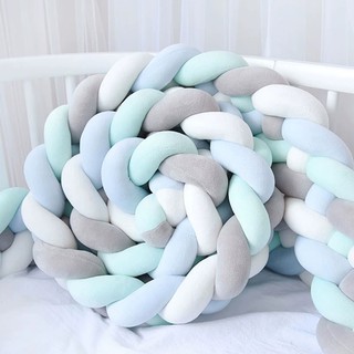 Baby Crib Bumper Knotted Braided Bumper Handmade Soft Knot Pillow Pad Cushion Nursery Cradle Deco