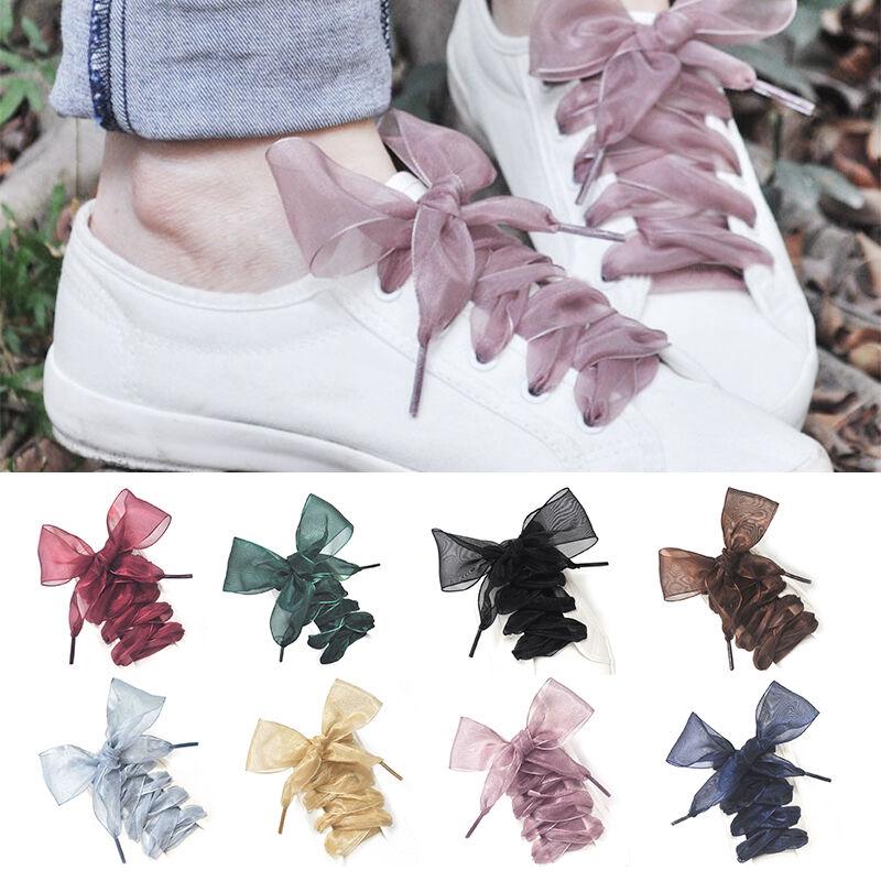 [Ready Stock] Cute Shoelaces Flat Silk Satin Ribbon Sneakers Sport Shoes Laces Shoestrings