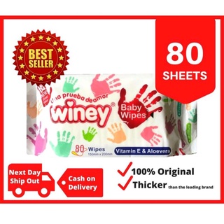 Winey Baby Wipes Pack, Aloe Vera and Vit E Infused, 80 sheets