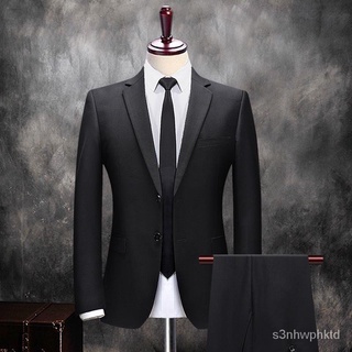 【ins】【New】Two Buttons Blzer Pants Tie High Quality Men Suits Fashion Men's Slim Fit Business Wedding