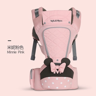 ○✻◆Disney 0-36 Months Bow Breathable Front Facing Baby Carrier Hipseat 20kg Infant Comfortable Sling