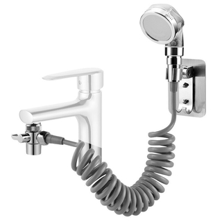Washbasin Faucet External Shower Set / Double Control Switch Bathroom Washbasin Sink Hose Sprayer Hair Washing / Handheld Shower with Retractable 2.0 m Hose and A Free Bracket (5)