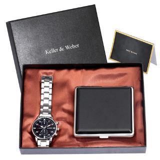 Novel Men Analog Quartz Wrist Watch With Case Gift Set Box Present To Husband Lover Boyfriend