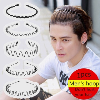 【COD & Ready Stock】Fashion Black Metal Waved Style Alice Sports Hairband Solid Men Women Unisex Hair Band 1Pcs Casual Adult Headwear 5 Styles