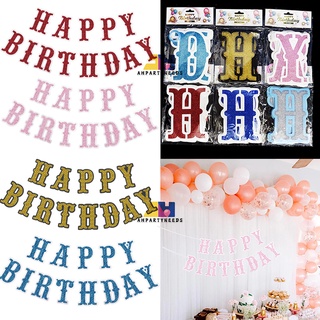 Happy Birthday Banner Glitter Letter Banner Birthday Party Supplies Decoration Party Needs