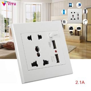 New Wall Socket with 2 Ports USB Outlet White for smart Phones Tablets GPS MP3 『Vrru 』