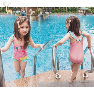 Genius Baby* 1 To 7 Years Old Girls One Piece Swimsuit Between Piglet Print Triangle Swimsuit One Piece Bikini Swimwear Swimsuit Beach Bathing