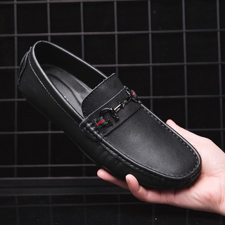 Gucci Tommy Tods Men's Genuine Leather2021New Summer Thin Breathable Men's Leather Shoes Slip-on Sof
