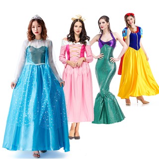 Adult Cosplay Gown Woman Ana Elza Sleeping Beauty Girls Costume Party Dress Princess Belle Arier