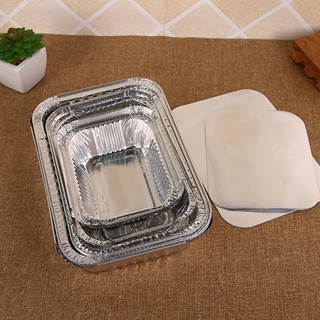 10pcs Rectangle Shaped Disposable Aluminum Foil Pan Take-out Food Aluminum Lids/Without Lid (4)