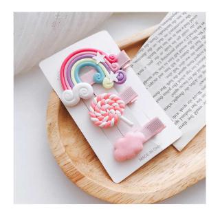 Korean Hair Clip Set Children Girl Rainbow Hairpin Cute Candy Hairclip Colored Cloud Hairpin (6)