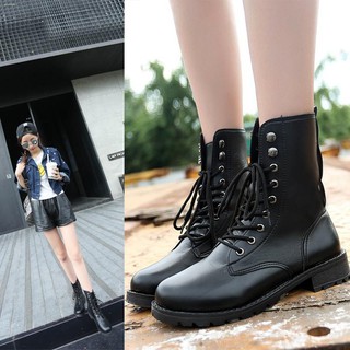 ✖Bestseller Korea Fashion Women Black Short Boots mid-calf