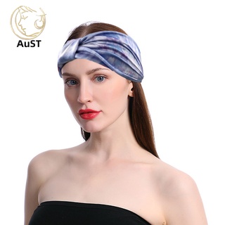 austfs_Knotted Sweat Absorbent Elastic Wide Headband Sports Yoga Hair Band Sweatband (6)
