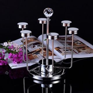 Stainless steel tea cup holder wine cup holder 6-head rotating upside down cup holder drain drying c
