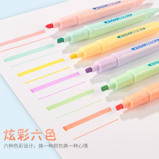 Fluorescent pen double head 6-color fluorescent marker student thick stroke key flash set marker pen highlighter