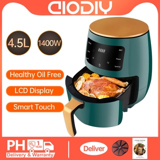 AIODIY Air Fryer 4.5L Large Capacity LCD Touch Screen Multifunction Oil-free No Smoke Air Fryer Oven