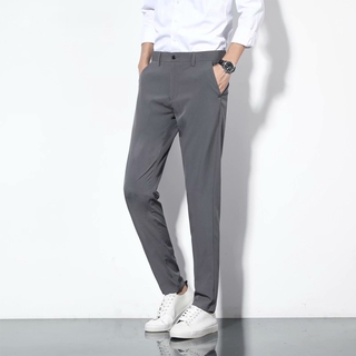 【27 to 36 Waistline】 Plain Color Suit Pants Men Office Dress Korean Fashion Slim Fit Casual Long Trousers For Men Drape Straight Slacks Formal Mens Apparel