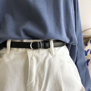 Korean Dongdaemun New Korean Style Black Small Belt Without Hole Female Student All-Matching Belt Women's Thin And Soft Without Punching