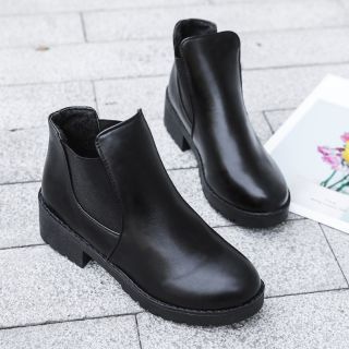 Women High Heeled Black Boots Thick Heel Ankle Short boots (3)