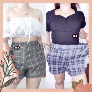Regular and Plus Size Checkered Shorts With Pockets