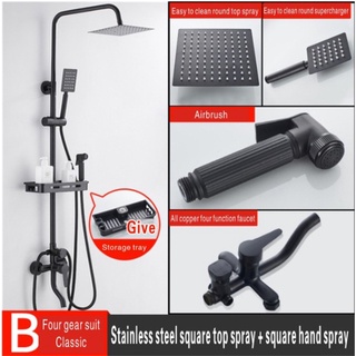 ☃Shower Head Bathroom Shower Mixer Tap Black Rainfall Shower Faucet Set Bathtub Shower Mixer Faucet