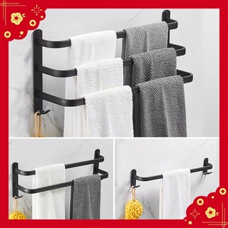MEIDOO Bathroom bathrobe shelf black towel bar perforation-free installation metal towel bar