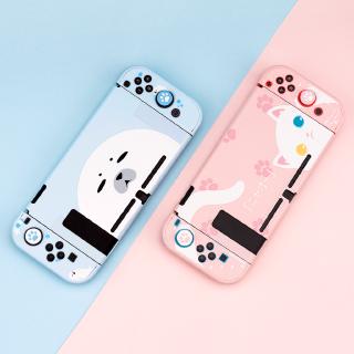 Geekshare Nintendo Switch and Lite The Seal and Pink Cat Theme Pink Fashion Split Dockable Game Console Protection Case Matte Frosted NS Cover with Screen Protector