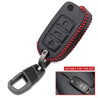Leather Car Key Case. Vw Volkswagen Polo Golf Passat Beetle Caddy Skoda A5 Seat Flip Remote Cover
