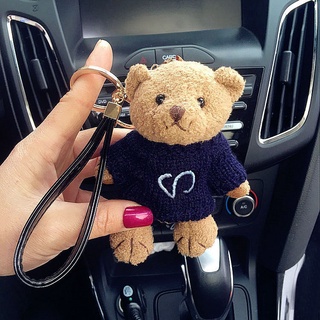 ▼Bear doll keychain ladies Korea creative car key chain cute cartoon plush pendant bag pendant