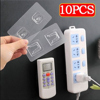 10Pcs Self Adhesive Wall Hooks,Double Sided Adhesive Hook Screw,Wall Hook Strong Adhesive,Power Socket Strip Wall Mount Transparent Double-sided Wall Rack Organizer,Wall Hanger Suction Cup Sucker Hook